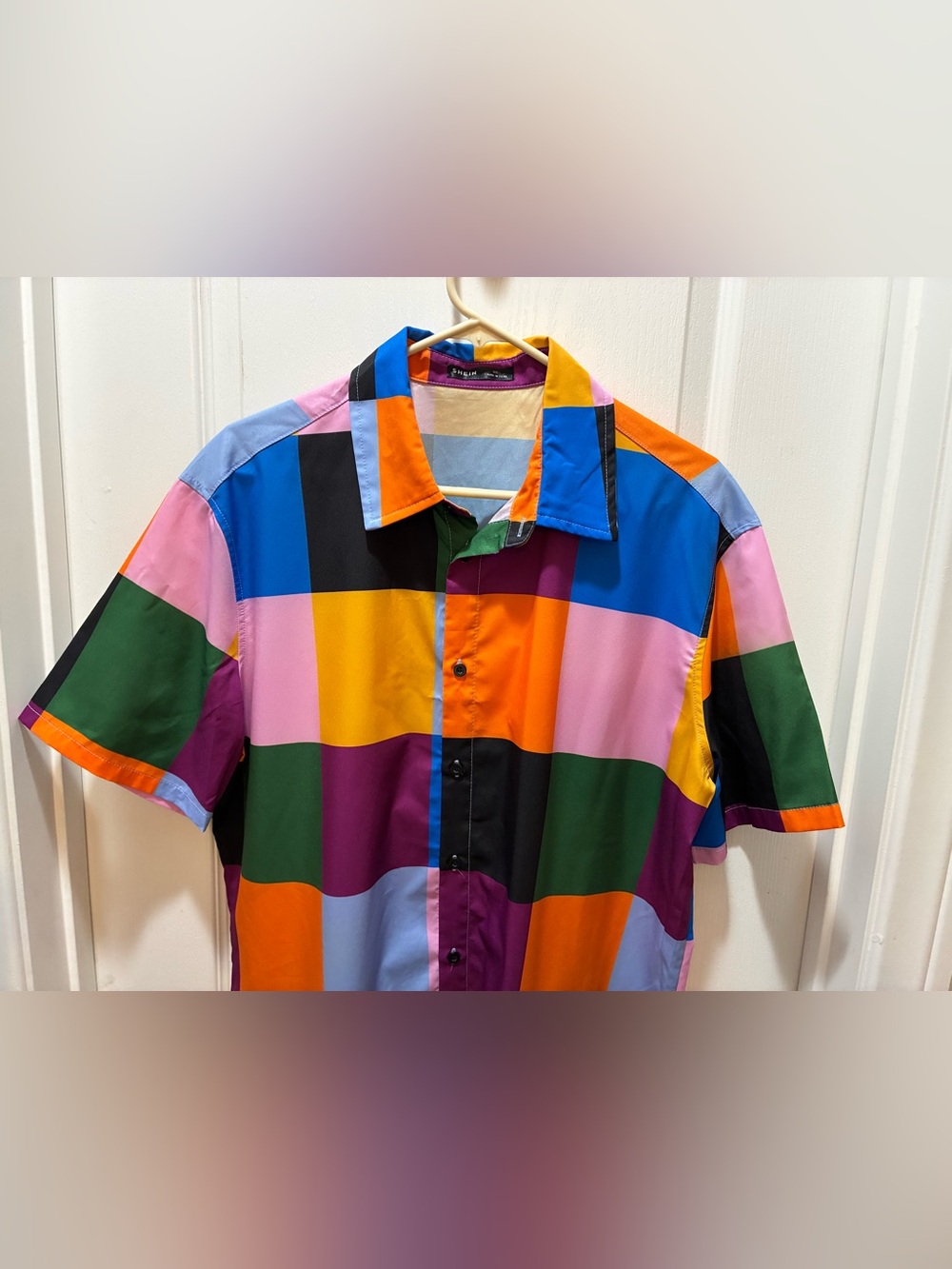 Colorblock Mens Short-Sleeve Shirt - Multi pre-owned